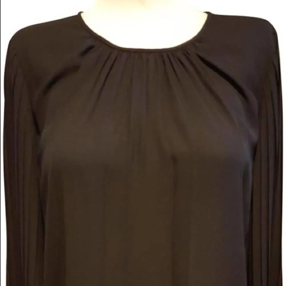 KATE SPADE Black Flutter Blouse Pleated Sleeve XSMALL